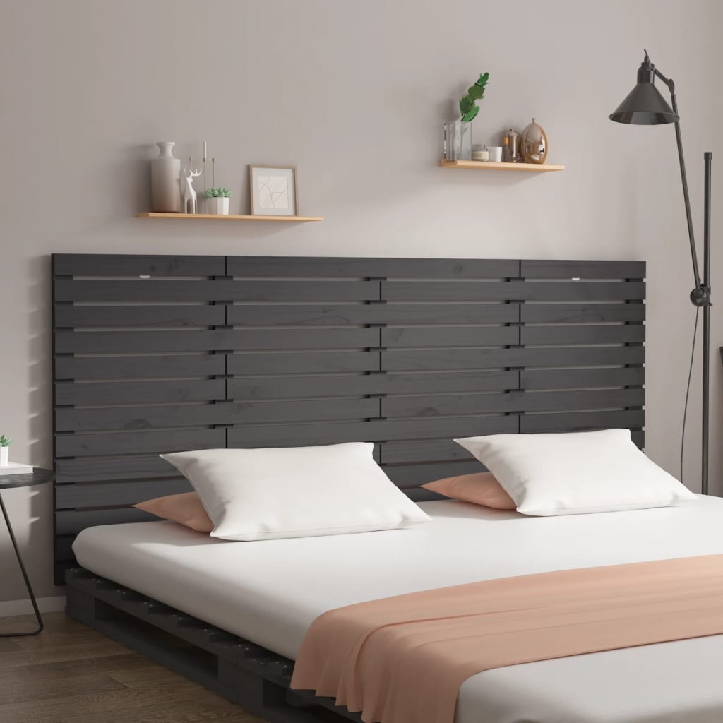 vidaXL Tête de lit murale Gris 166x3x91,5 cm Bois de pin massif
