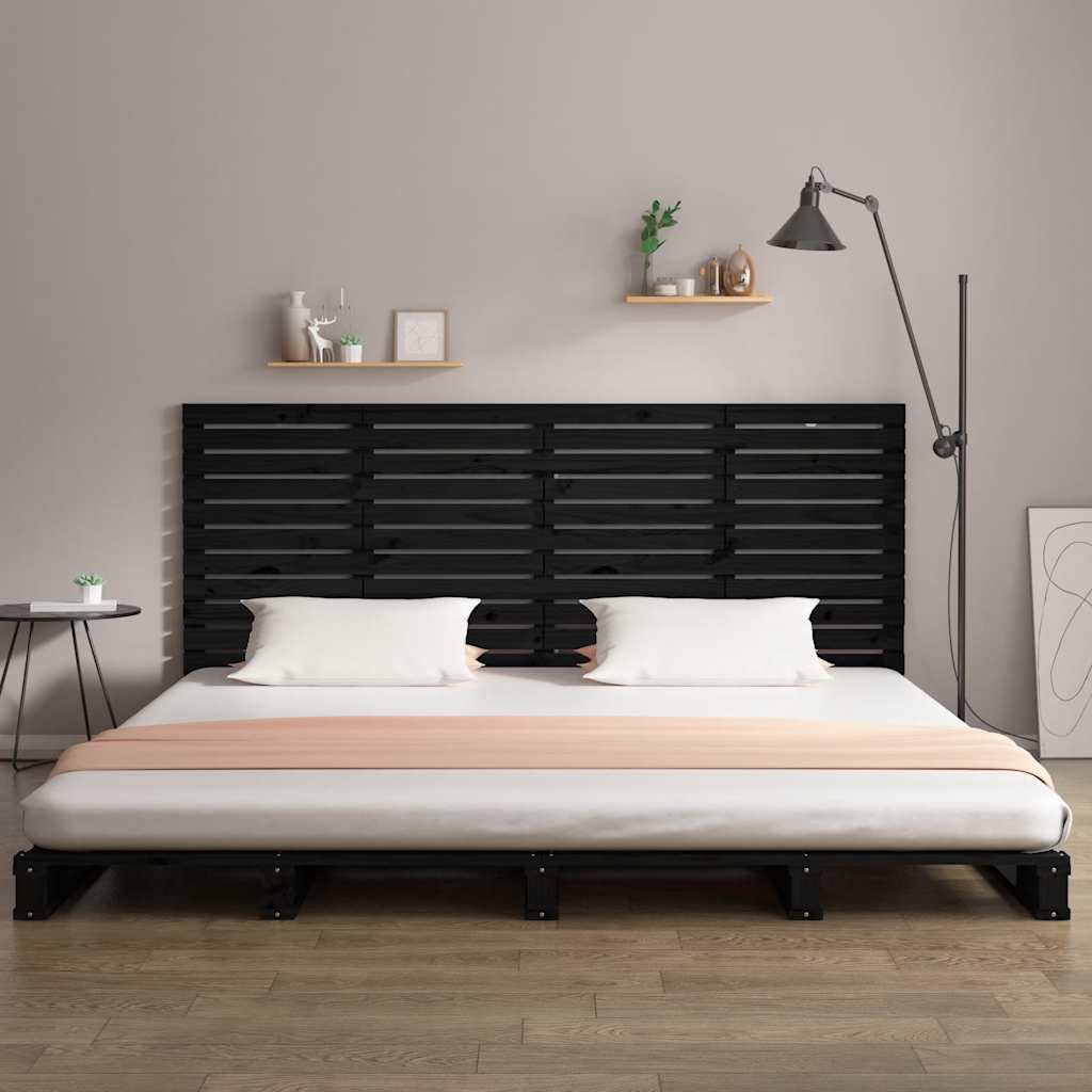 vidaXL Wand-Kopfteil Schwarz 186x3x91,5 cm Massivholz Kiefer
