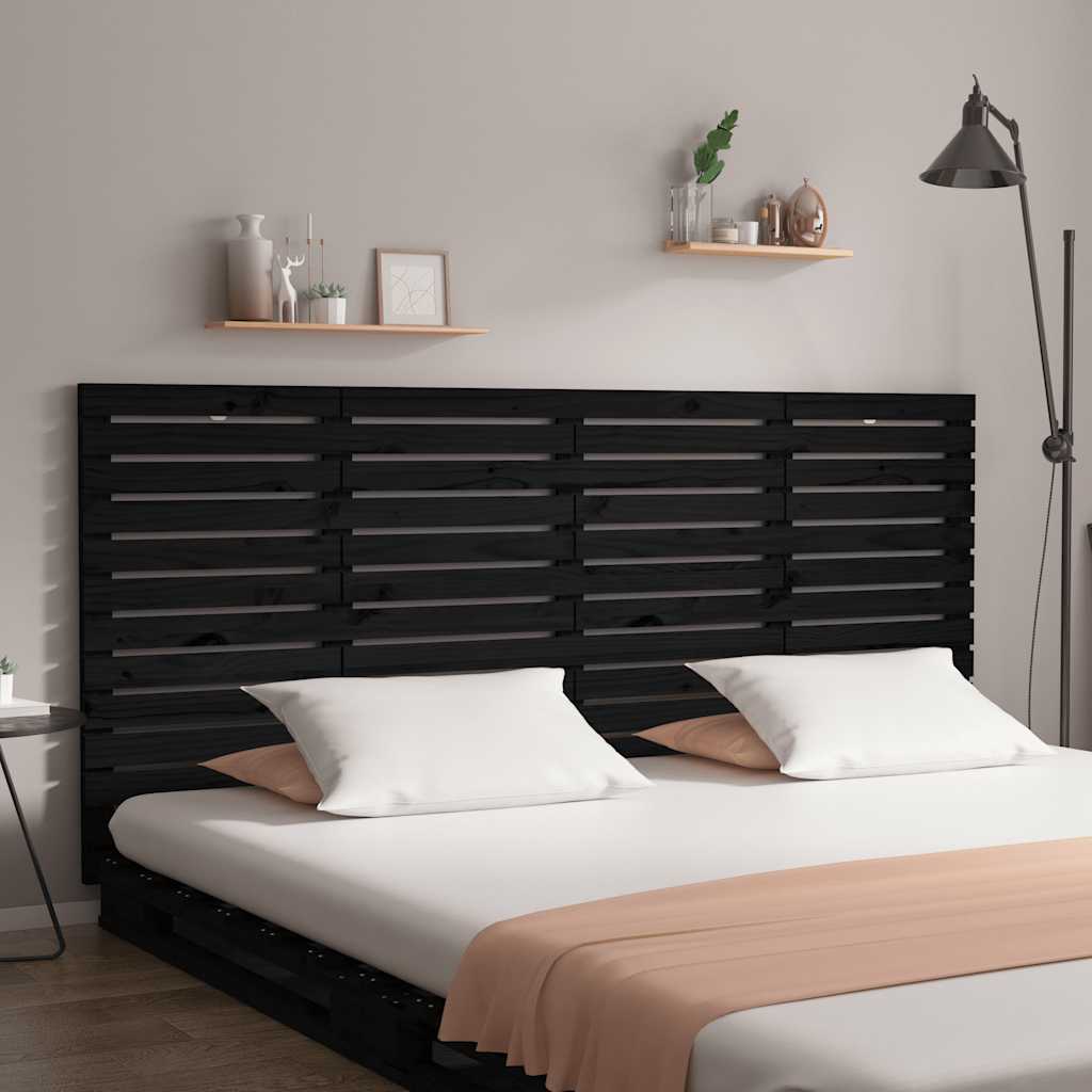 vidaXL Wand-Kopfteil Schwarz 186x3x91,5 cm Massivholz Kiefer