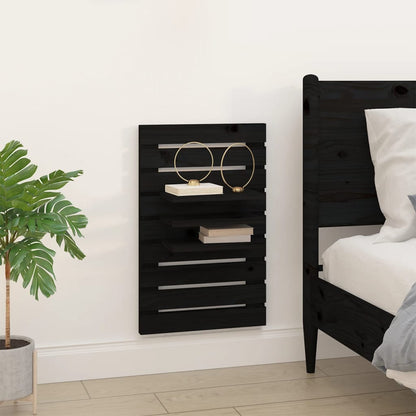 vidaXL Tables de chevet murales 2 pcs Noir Bois de pin massif