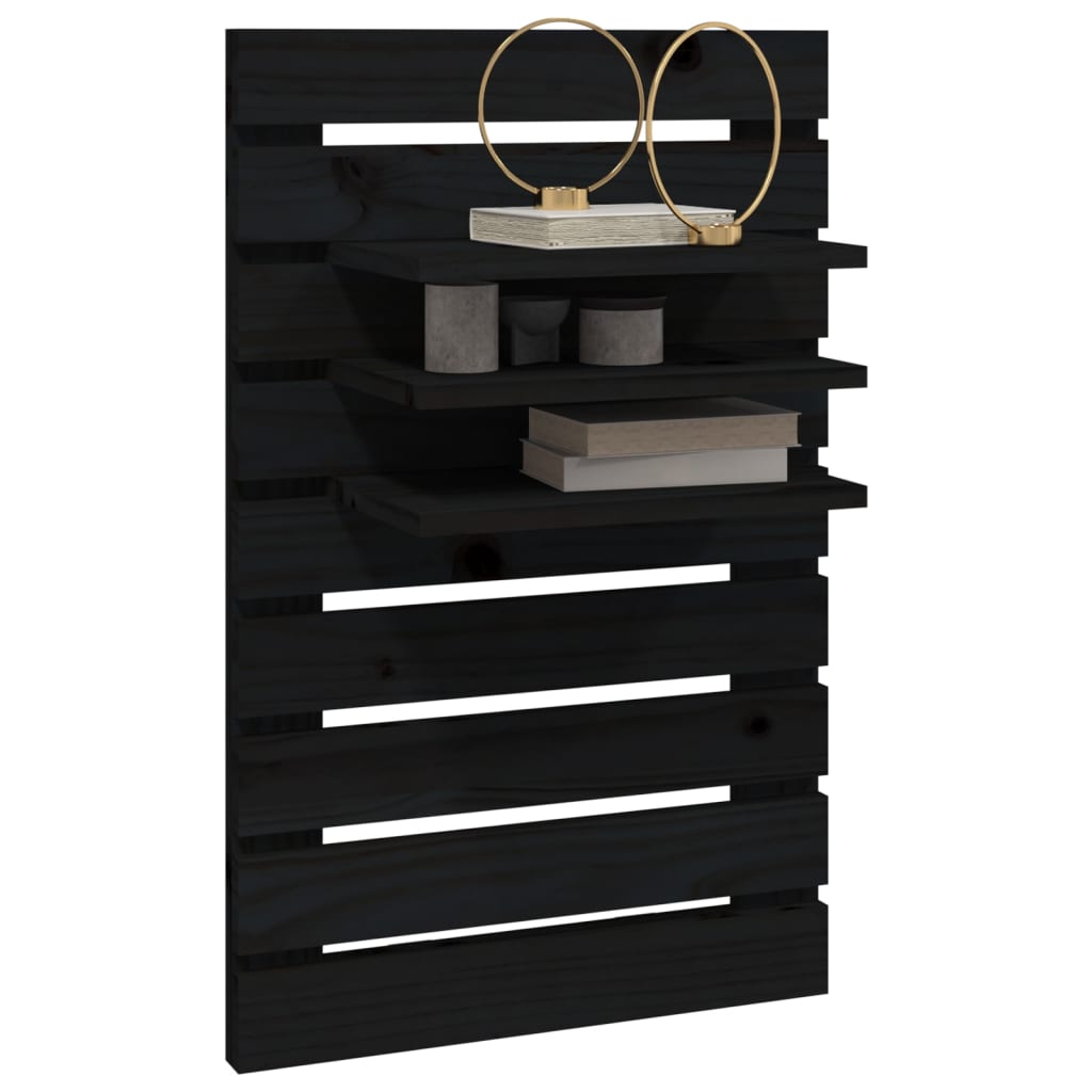 vidaXL Tables de chevet murales 2 pcs Noir Bois de pin massif