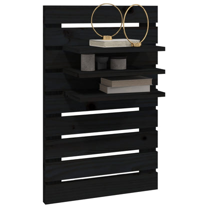 vidaXL Tables de chevet murales 2 pcs Noir Bois de pin massif