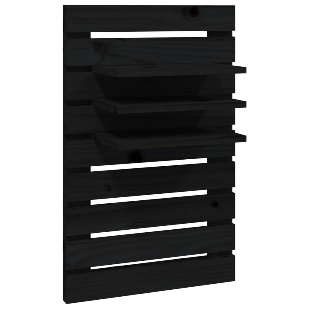 vidaXL Tables de chevet murales 2 pcs Noir Bois de pin massif