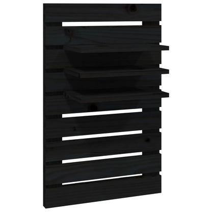vidaXL Tables de chevet murales 2 pcs Noir Bois de pin massif