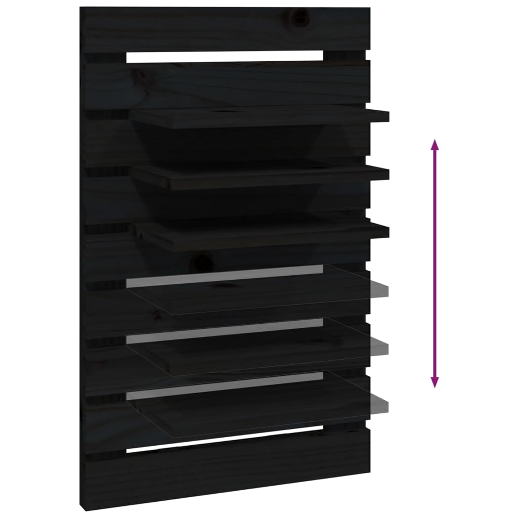 vidaXL Tables de chevet murales 2 pcs Noir Bois de pin massif