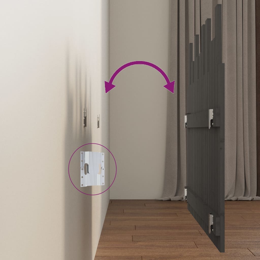 vidaXL Wand-Kopfteil Grau 108x3x80 cm Massivholz Kiefer