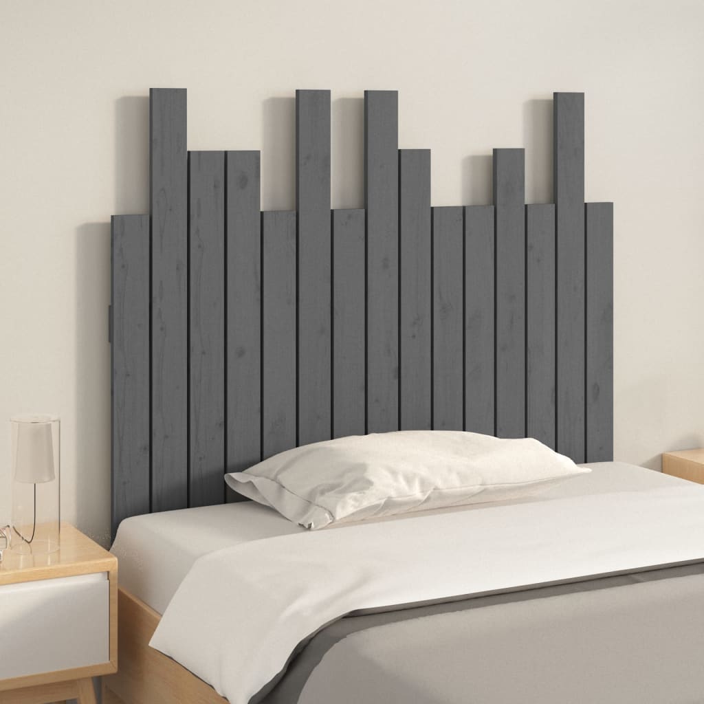 vidaXL Wand-Kopfteil Grau 95,5x3x80 cm Massivholz Kiefer