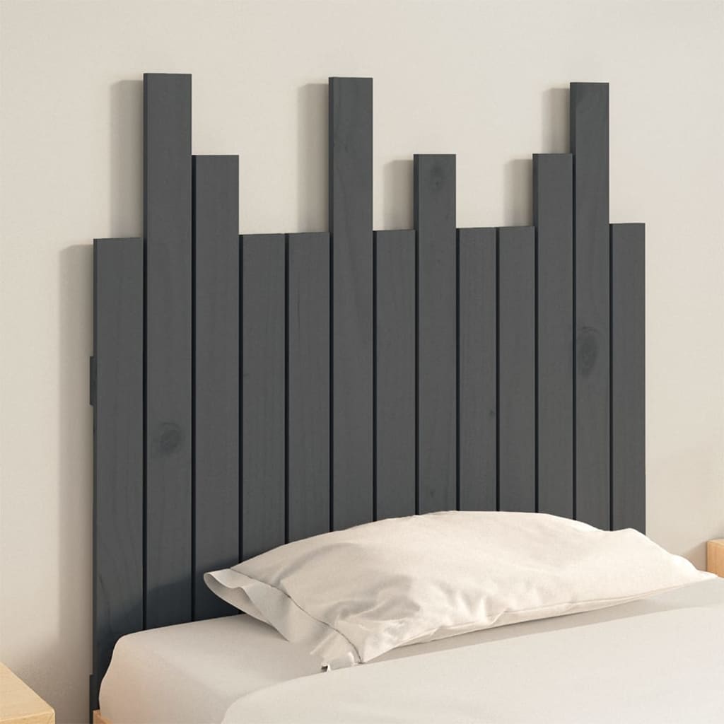 vidaXL Wand-Kopfteil Grau 82,5x3x80 cm Massivholz Kiefer