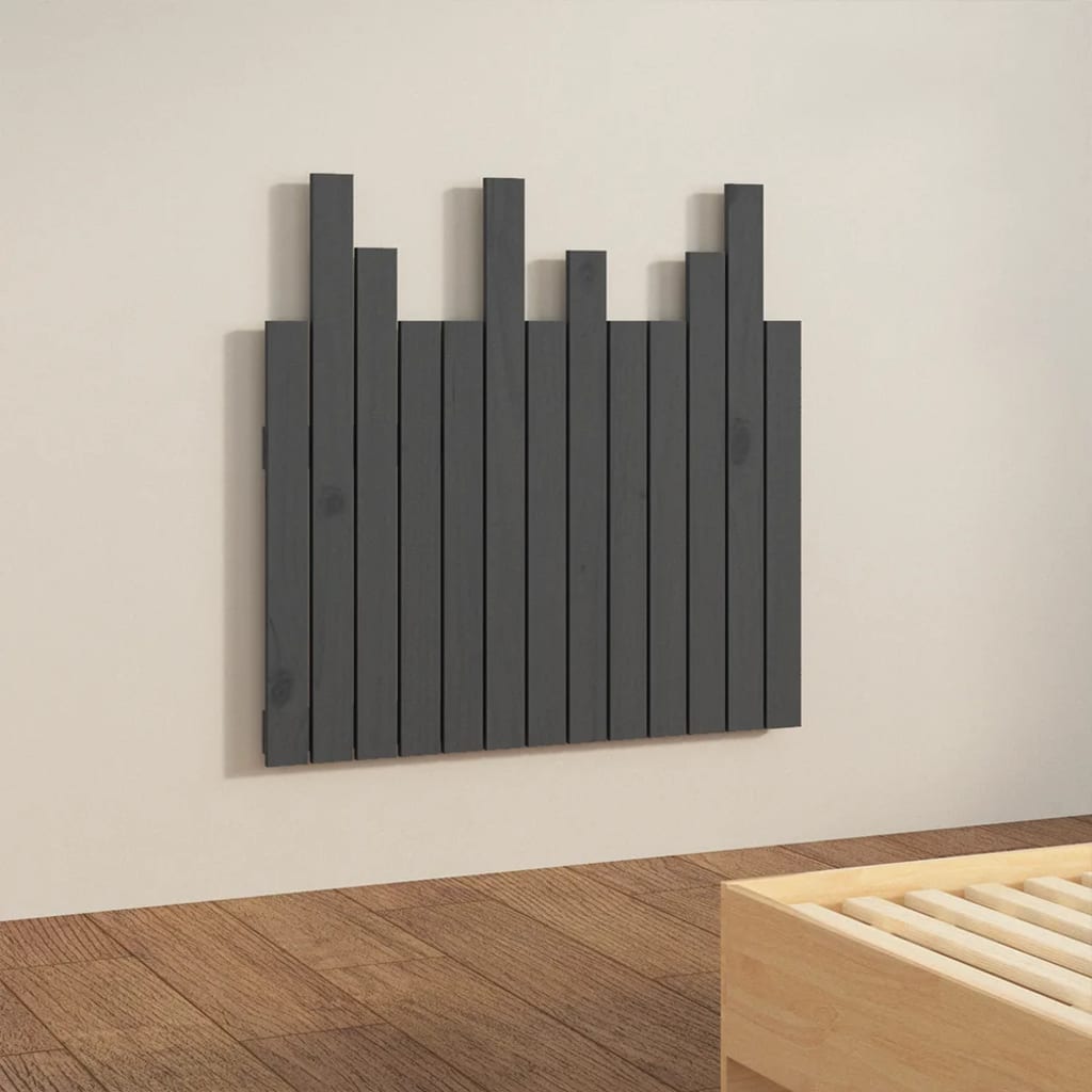 vidaXL Wand-Kopfteil Grau 82,5x3x80 cm Massivholz Kiefer