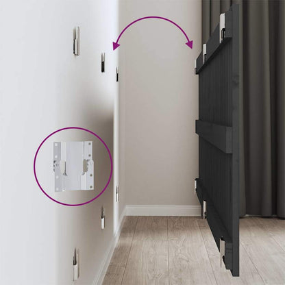 vidaXL Wand-Kopfteil Grau 147x3x60 cm Massivholz Kiefer