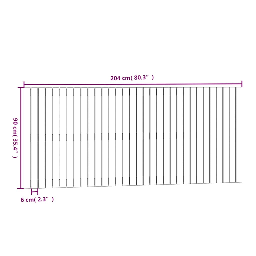 vidaXL Wand-Kopfteil Grau 204x3x90 cm Massivholz Kiefer