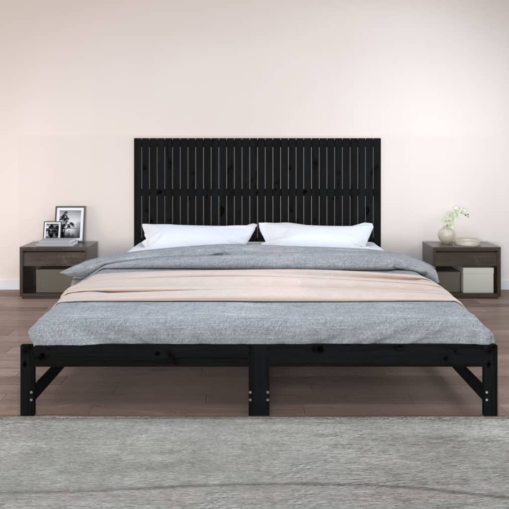 vidaXL Wand-Kopfteil Schwarz 204x3x90 cm Massivholz Kiefer