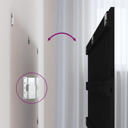 vidaXL Wand-Kopfteil Schwarz 204x3x90 cm Massivholz Kiefer