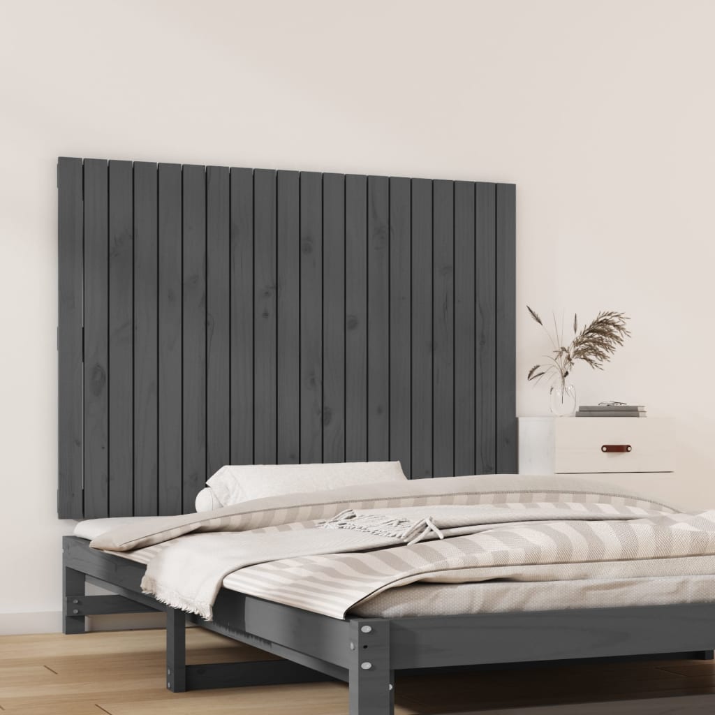 vidaXL Wand-Kopfteil Grau 127,5x3x90 cm Massivholz Kiefer