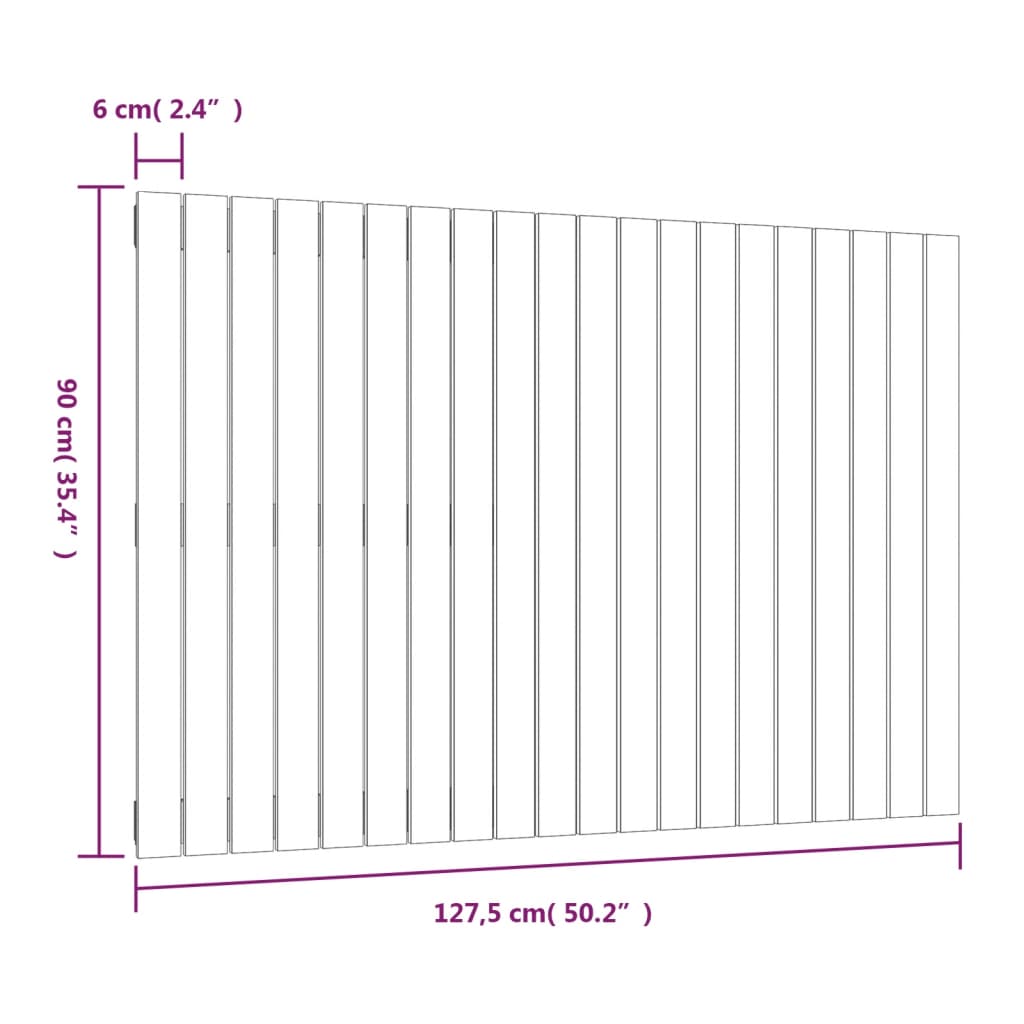 vidaXL Wand-Kopfteil Grau 127,5x3x90 cm Massivholz Kiefer