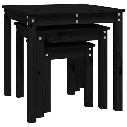 vidaXL Tables gigognes 3 pcs Noir Bois de pin massif