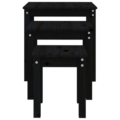 vidaXL Tables gigognes 3 pcs Noir Bois de pin massif
