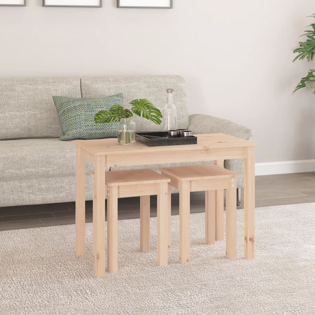 vidaXL Tables gigognes 3 pcs Bois de pin massif