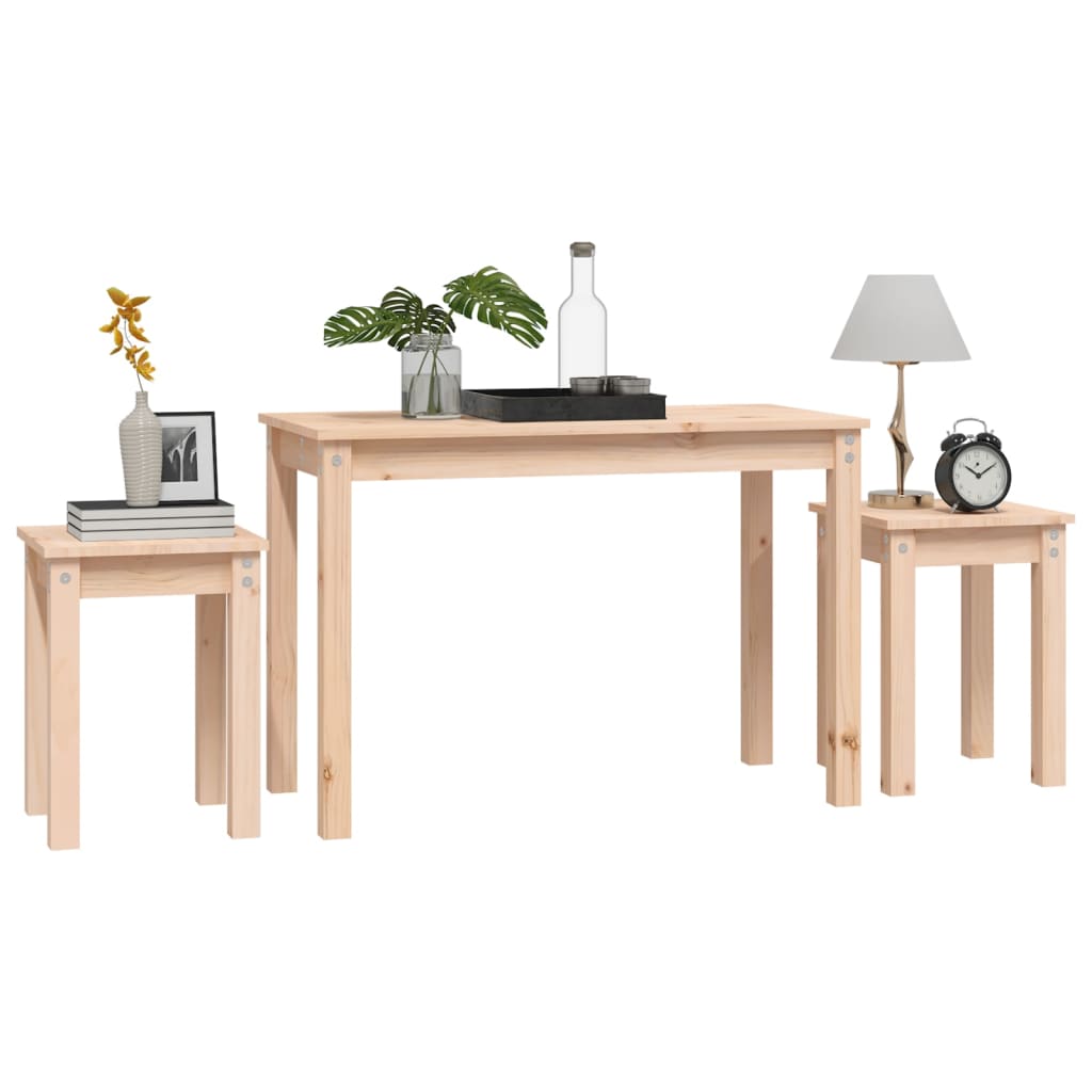 vidaXL Tables gigognes 3 pcs Bois de pin massif