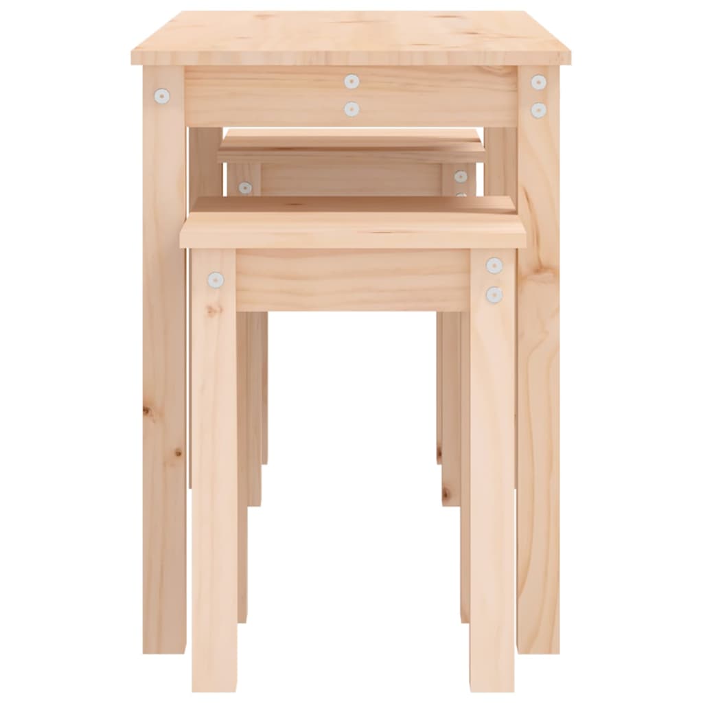 vidaXL Tables gigognes 3 pcs Bois de pin massif