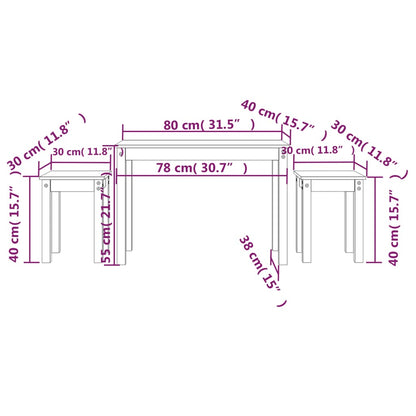 vidaXL Tables gigognes 3 pcs Bois de pin massif