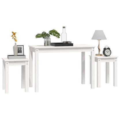 vidaXL Tables gigognes 3 pcs Blanc Bois de pin massif