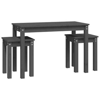 vidaXL Tables gigognes 3 pcs Gris Pin massif