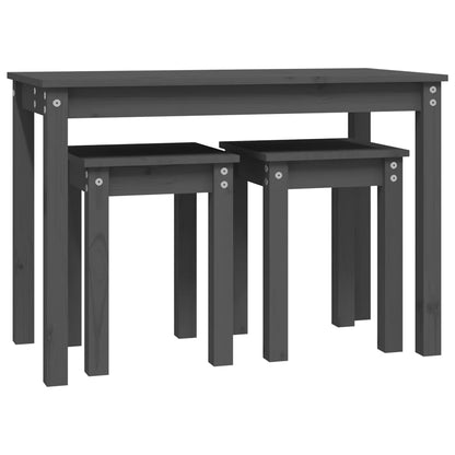 vidaXL Tables gigognes 3 pcs Gris Pin massif
