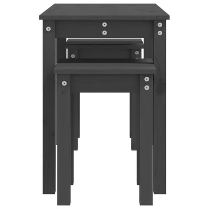 vidaXL Tables gigognes 3 pcs Gris Pin massif