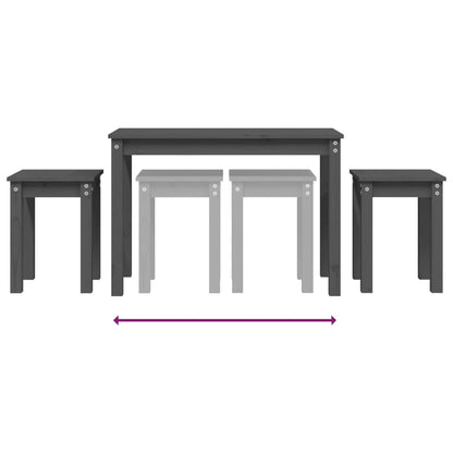 vidaXL Tables gigognes 3 pcs Gris Pin massif