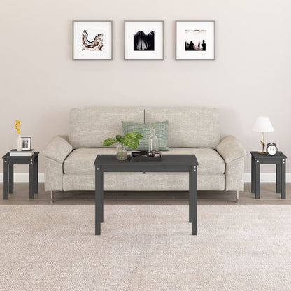 vidaXL Tables gigognes 3 pcs Gris Pin massif