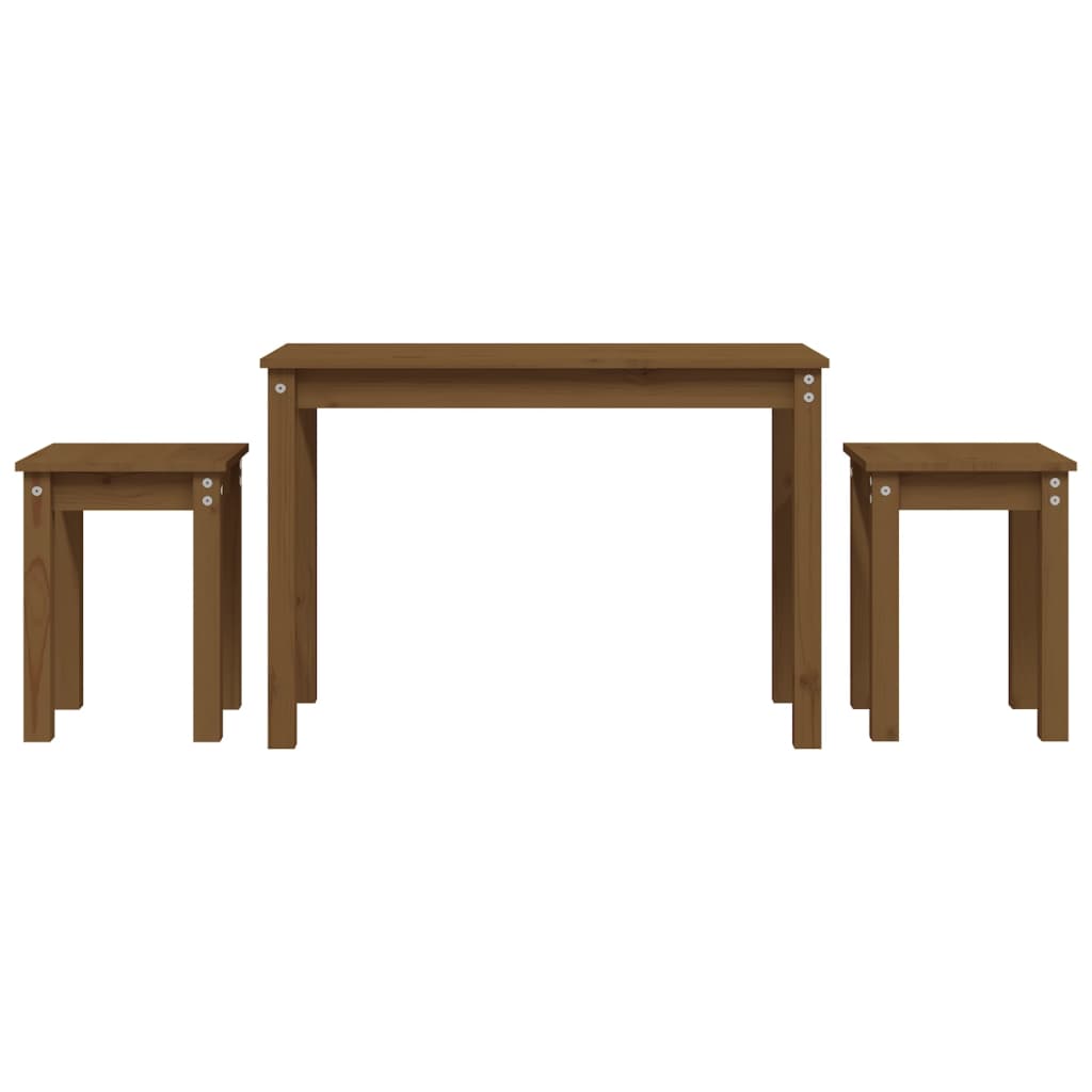 vidaXL Tables gigognes 3 pcs Marron miel Bois de pin massif