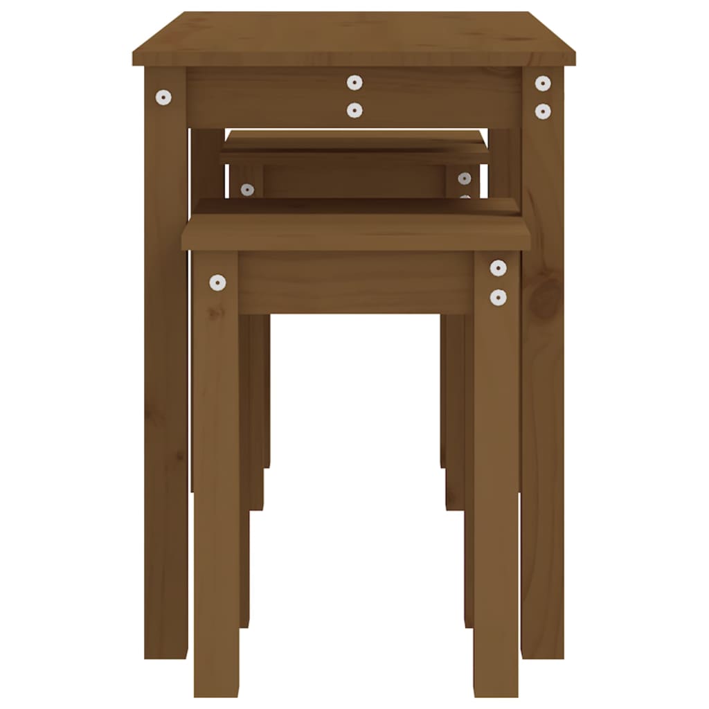 vidaXL Tables gigognes 3 pcs Marron miel Bois de pin massif