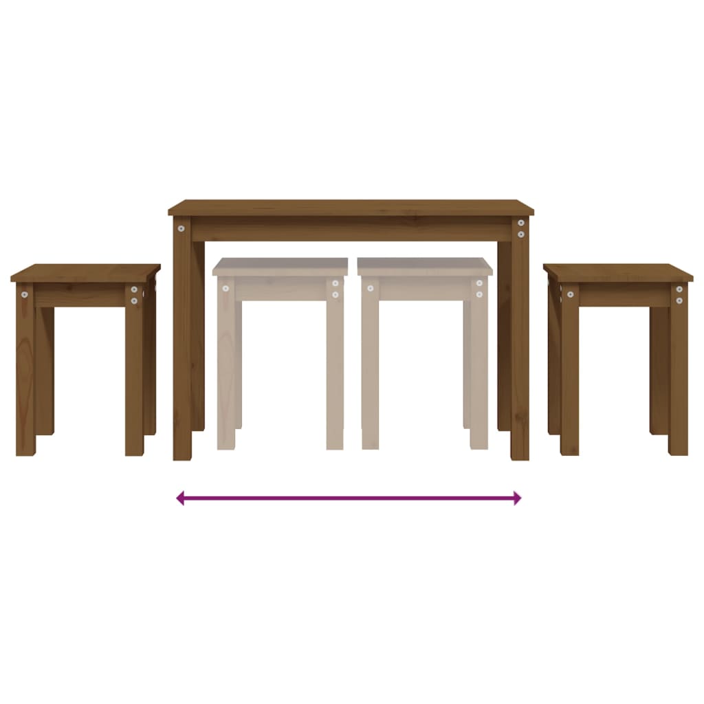 vidaXL Tables gigognes 3 pcs Marron miel Bois de pin massif