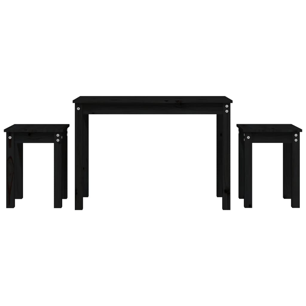 vidaXL Tables gigognes 3 pcs. Noir Bois de pin massif