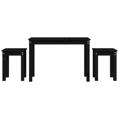 vidaXL Tables gigognes 3 pcs. Noir Bois de pin massif