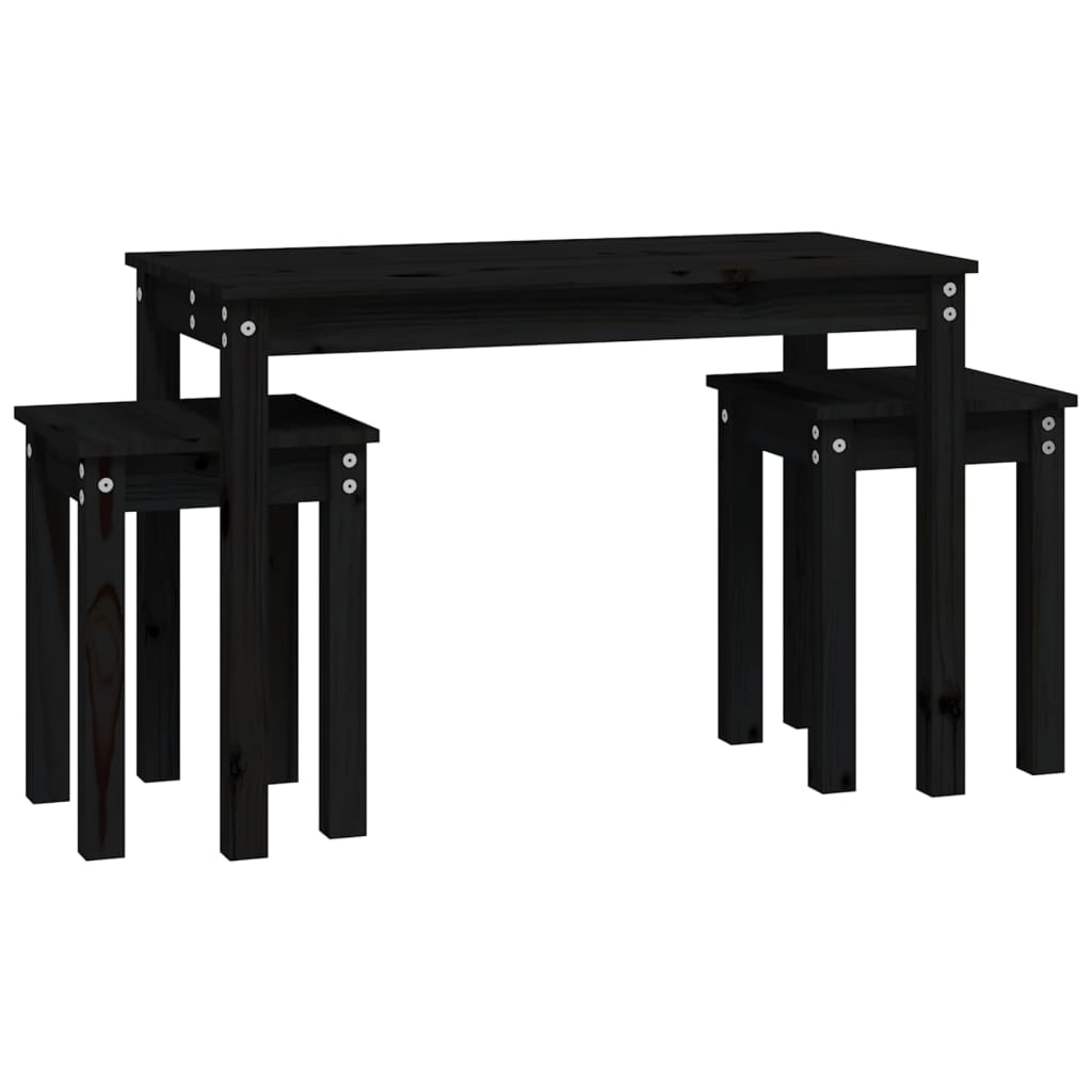 vidaXL Tables gigognes 3 pcs. Noir Bois de pin massif