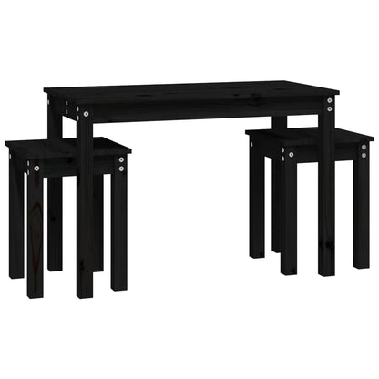 vidaXL Tables gigognes 3 pcs. Noir Bois de pin massif
