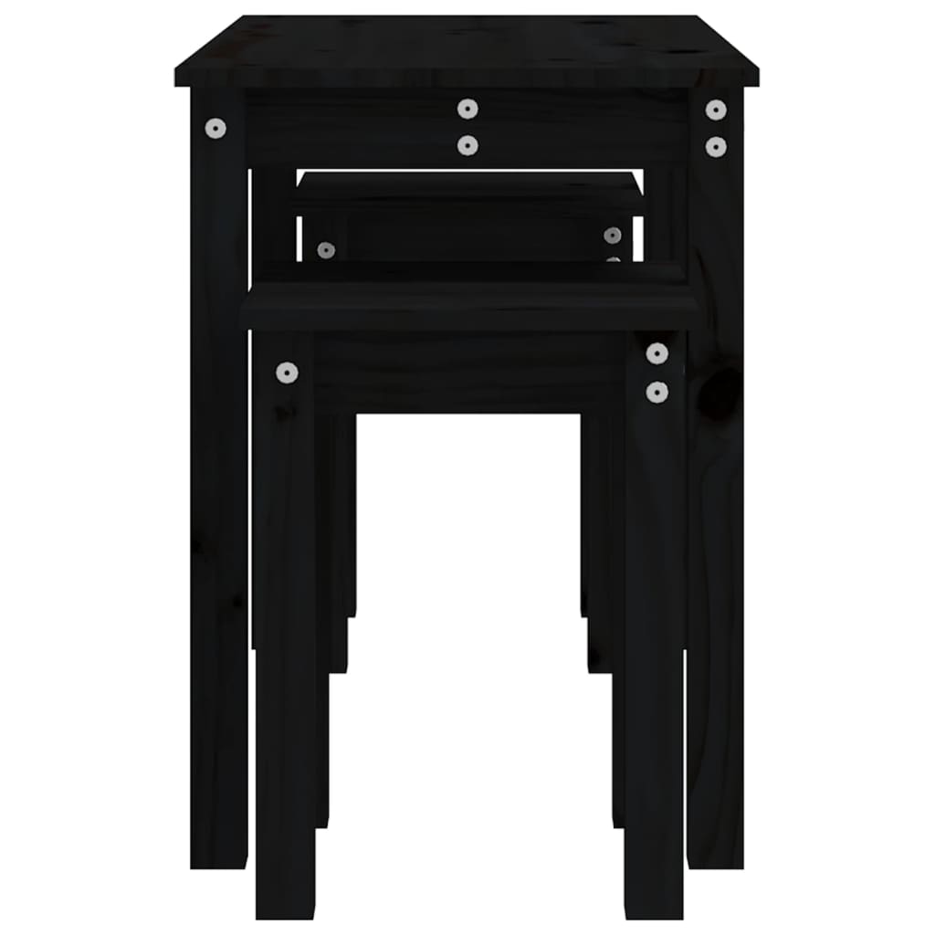 vidaXL Tables gigognes 3 pcs. Noir Bois de pin massif