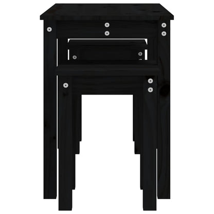vidaXL Tables gigognes 3 pcs. Noir Bois de pin massif