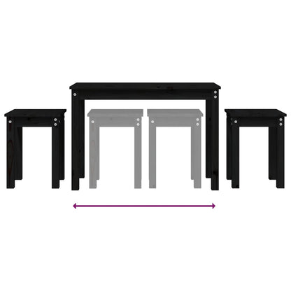vidaXL Tables gigognes 3 pcs. Noir Bois de pin massif