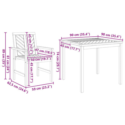 vidaXL Garten Essgruppe 3 pcs Braun Massivholz Akazie