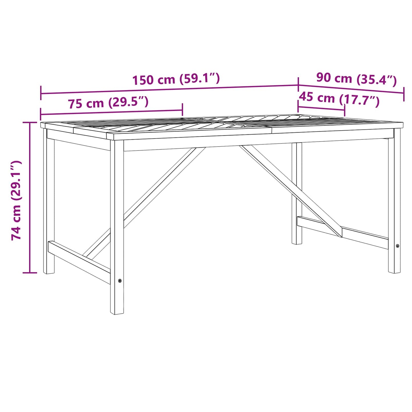 vidaXL Garten Essgruppe 5 pcs Braun Massivholz Akazie