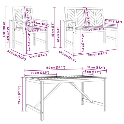 vidaXL Garten Essgruppe 4 pcs Braun Massivholz Akazie