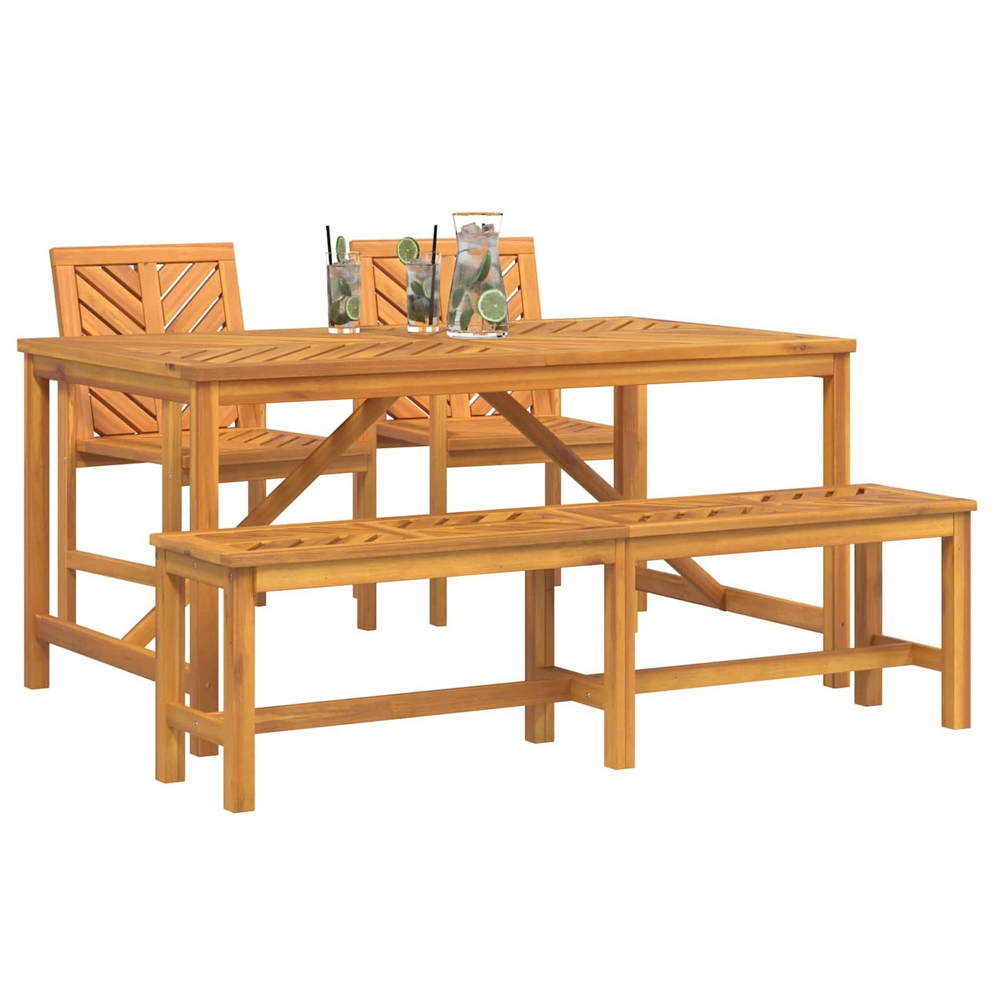 vidaXL Garten Essgruppe 4 pcs Braun Massivholz Akazie