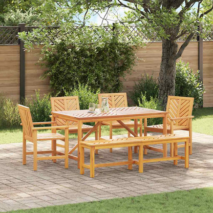 vidaXL Garten Essgruppe 6 pcs Braun Massivholz Akazie