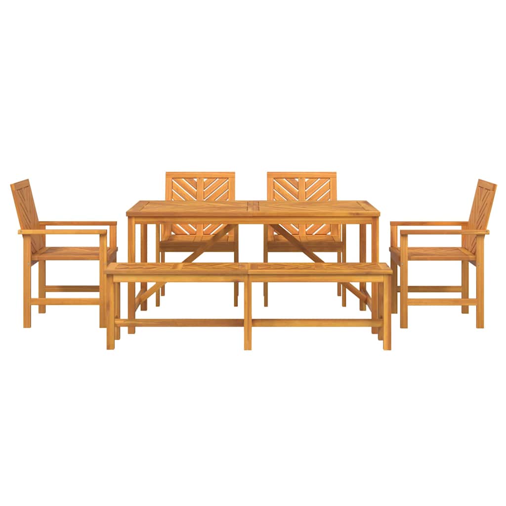 vidaXL Garten Essgruppe 6 pcs Braun Massivholz Akazie