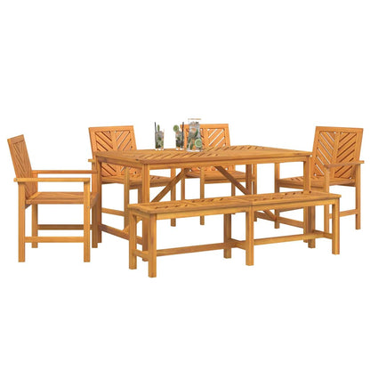 vidaXL Garten Essgruppe 6 pcs Braun Massivholz Akazie
