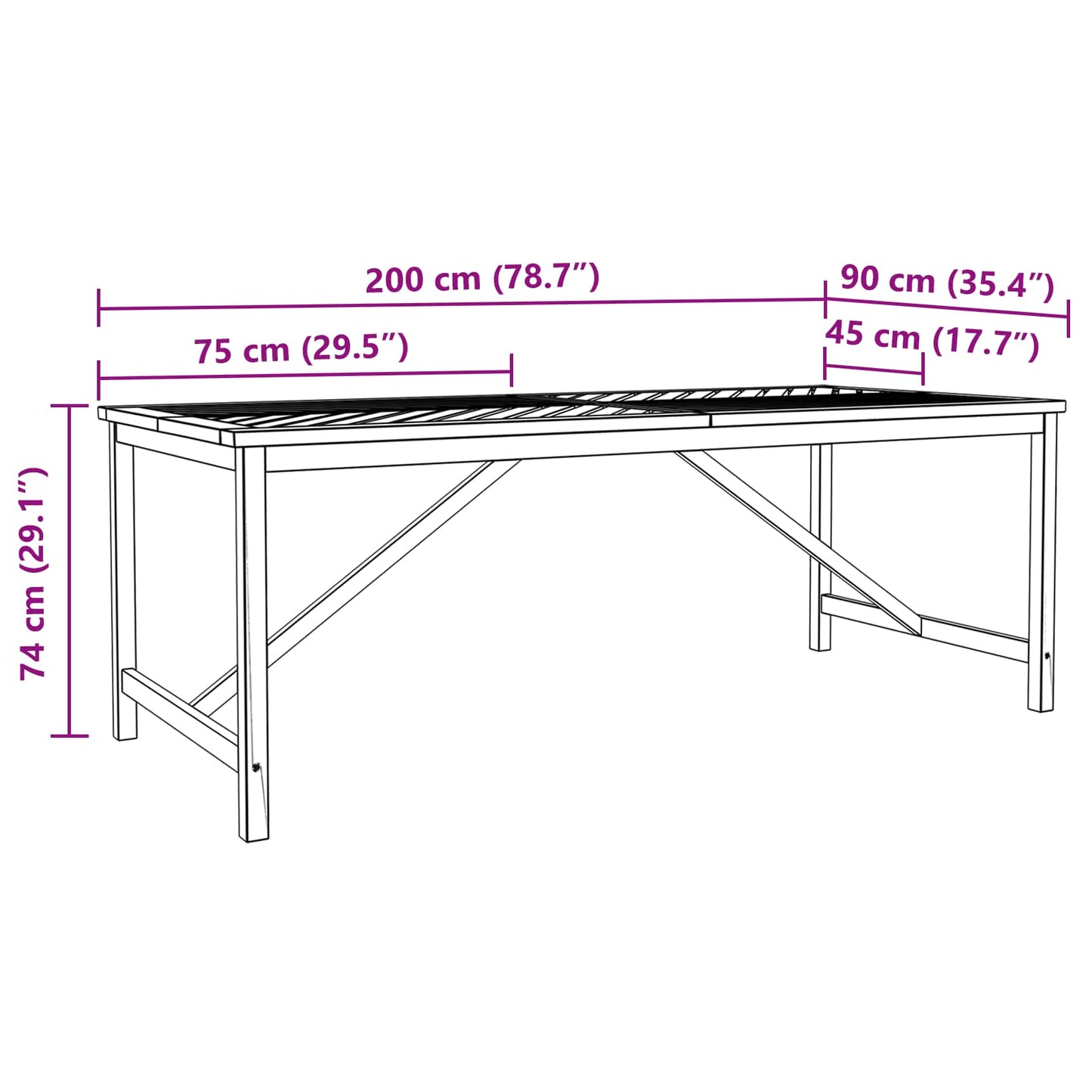 vidaXL Garten Essgruppe 7 pcs Braun Massivholz Akazie