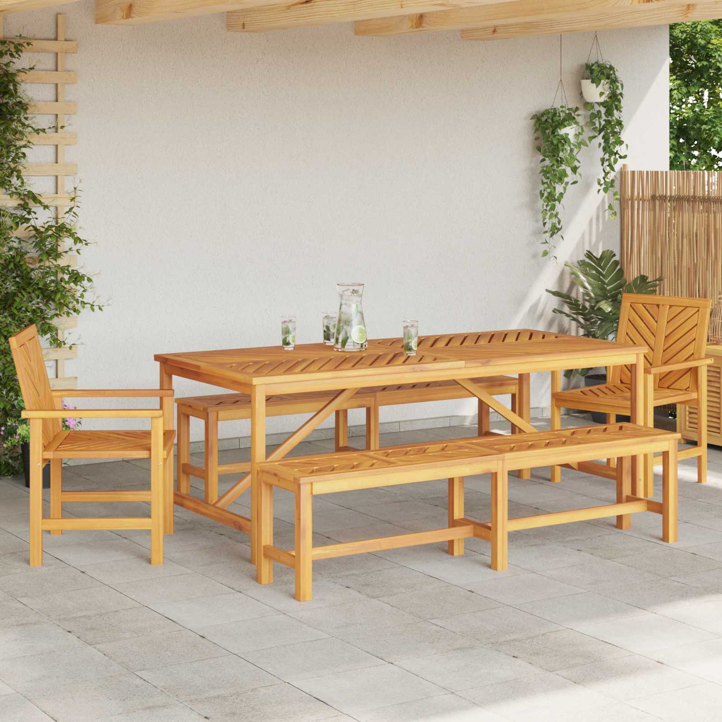 Garten Essgruppe 5 pcs Braun Massivholz Akazie